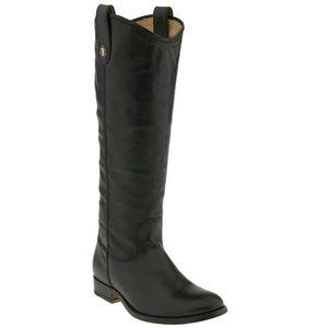 FRYE Melissa Button Leather Riding Boot Black Vintage Biker Moto 6.5 B